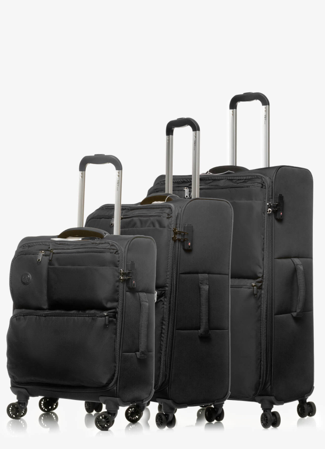 Set of 3 Suitcases V&V Travel One Life 8024 - 3 Piece Set - Black