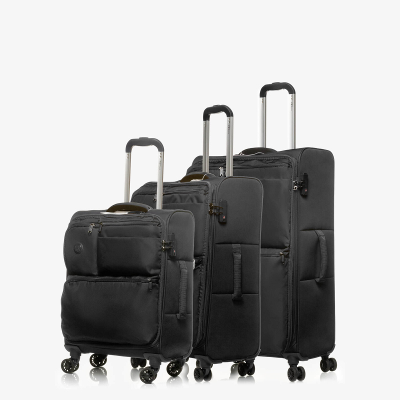 Set of 3 Suitcases V&V Travel One Life 8024 - 3 Piece Set - Black