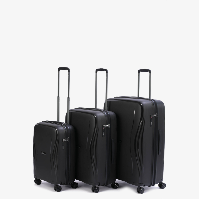 Set of 3 Suitcases V&V Travel  Flash light 2.0 8019.2 - 3 Piece Set - Black