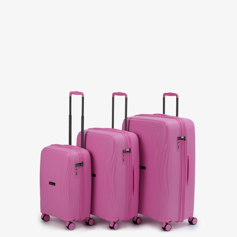 Set of 3 Suitcases V&V Travel  Flash light 2.0 8019.2 - 3 Piece Set - Pink