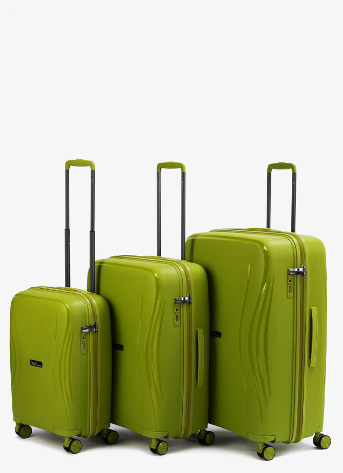 Set of 3 Suitcases V&V Travel  Flash light 2.0 8019.2 - 3 Piece Set -Olive