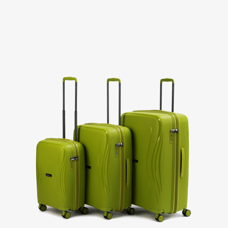 Set of 3 Suitcases V&V Travel  Flash light 2.0 8019.2 - 3 Piece Set -Olive