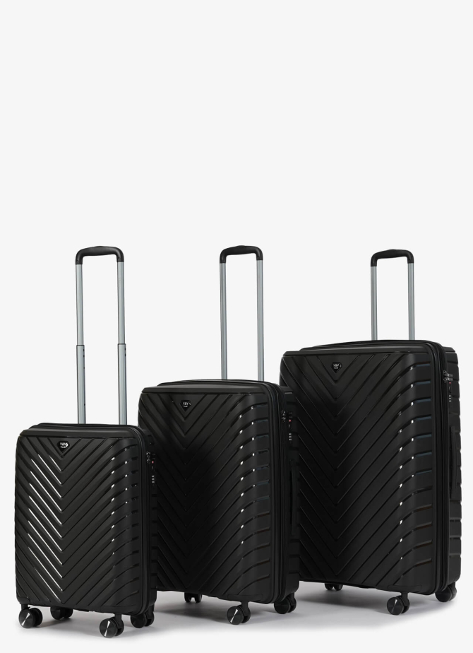 Set of 3 Suitcases V&V Travel Invictus 8025 - 3 Piece Set - Black