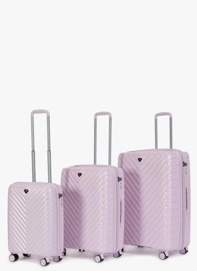 Set of 3 Suitcases V&V Travel Invictus 8025-3 Piece Set - PINK