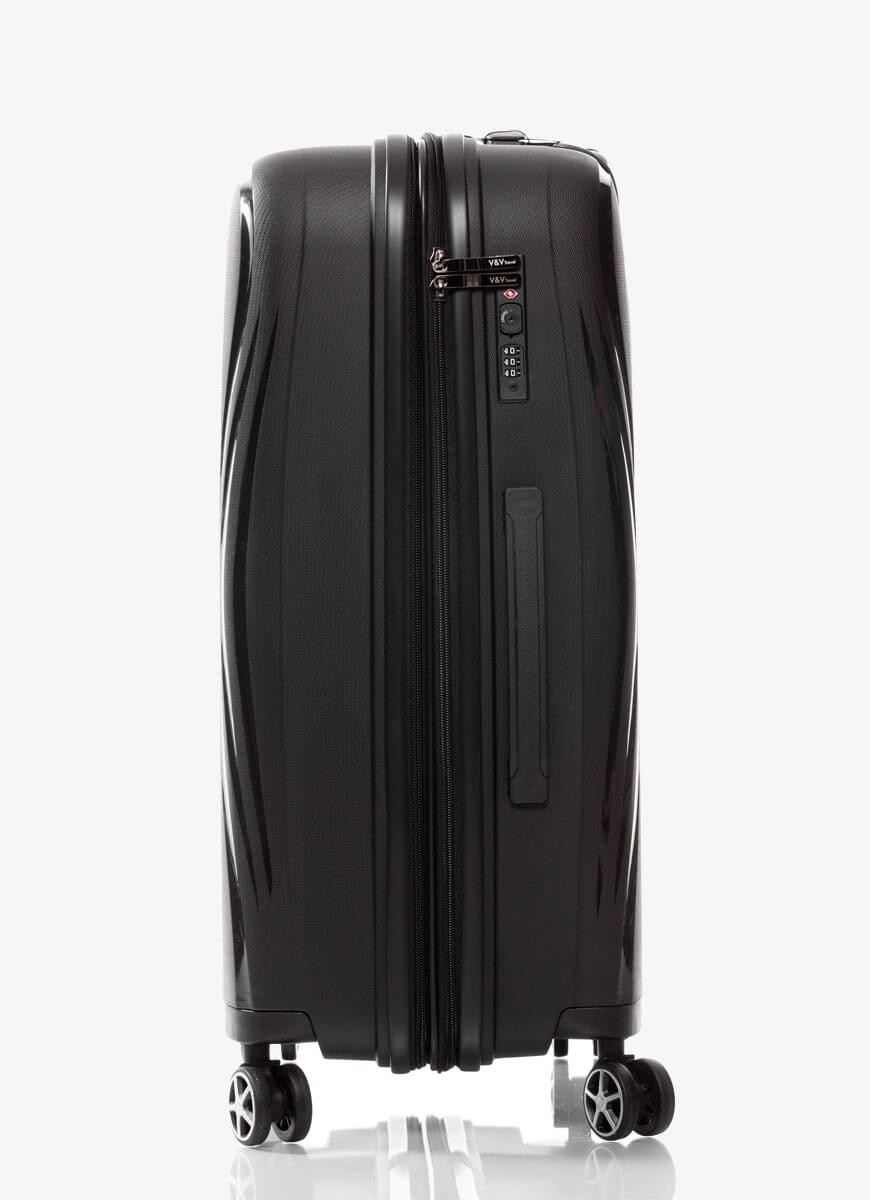 Suitcase V&V Travel Flash Light 8019 65cm Black