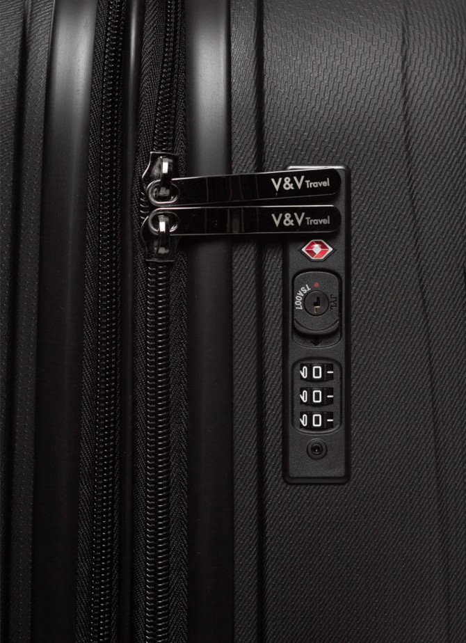Suitcase V&V Travel Flash Light 8019 65cm Black