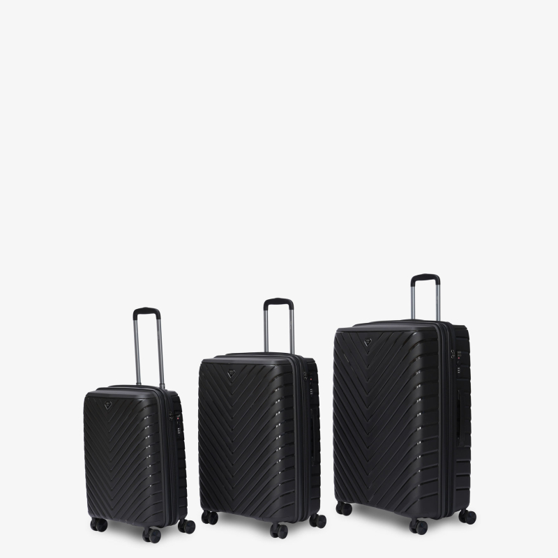 Набір з 3 валіз V&V Travel Invictus 8025 - Набір з 3 предметів - чорний