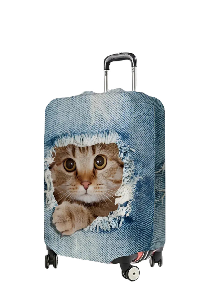 Cover for suitcase V&V Accessories Cover L Blue cat