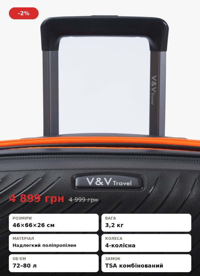 Suitcase VnV Travel Urban 8026-65 black