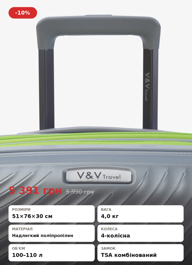 Suitcase VnV Travel Urban 8026-75 grey