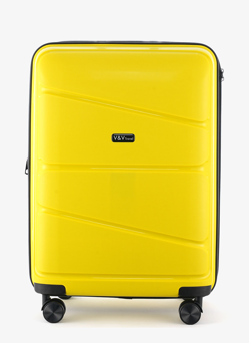 Yellow store travel suitcase