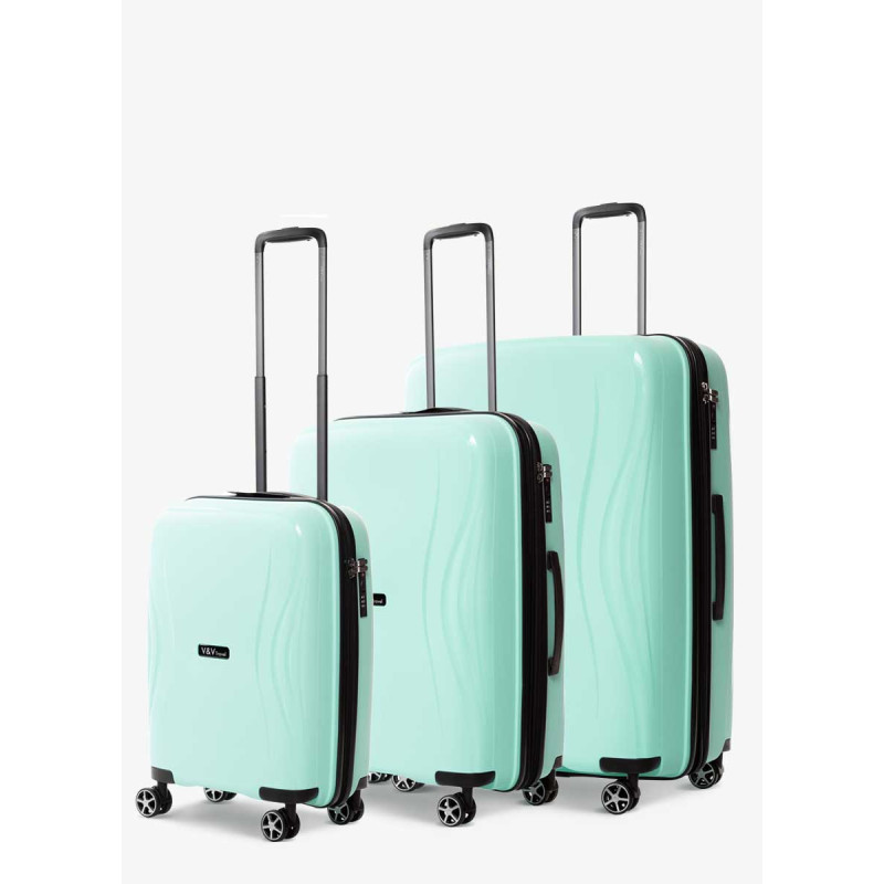 Set of 3 Suitcases V&V Travel Flash Light 8019 - 3 Piece Set - Tiffany