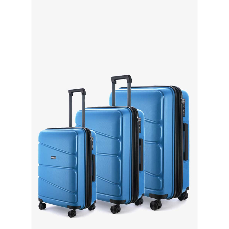 Zestaw 3 walizek V&V Travel Peace 8011 – zestaw 3-elementowy – niebieski