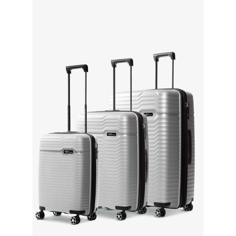 Набір з 3 Валіз V&V Travel Summer Brave 8018 - 3 Piece Set - Silver