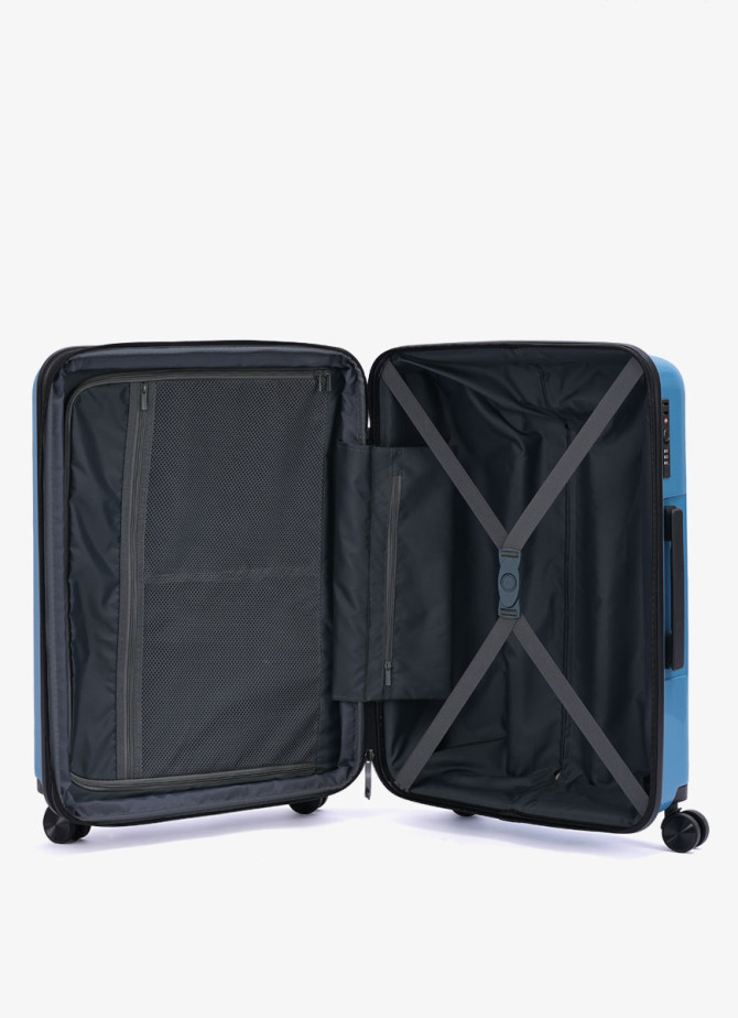 Set of 3 Suitcases and beauty case V&V Travel Peace 8011 - Blue
