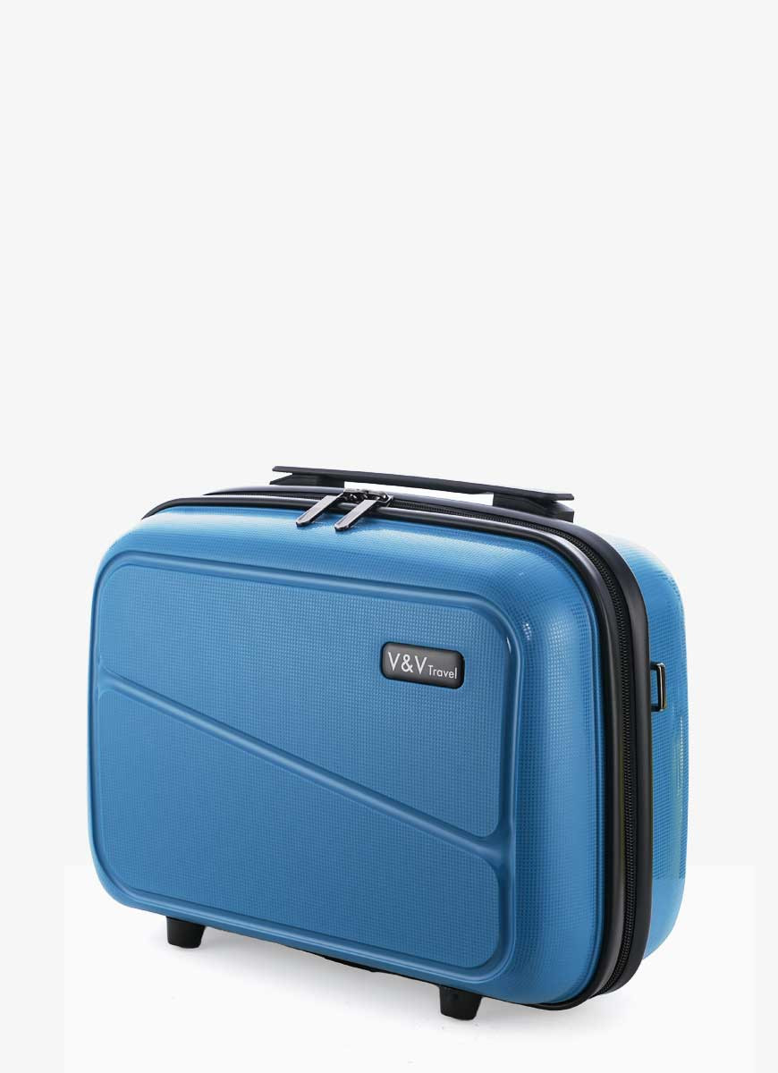 Set of 3 Suitcases and beauty case V&V Travel Peace 8011 - Blue