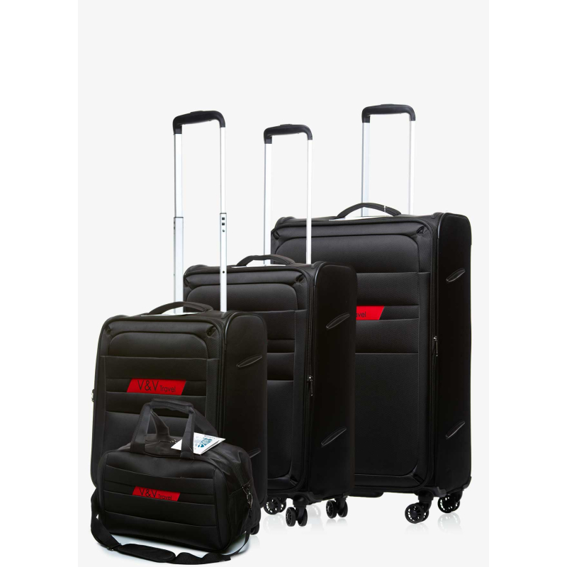 Set of 3 Suitcases and Bag V&V Travel Volunteer 8022 - 4 Piece Set - Blue