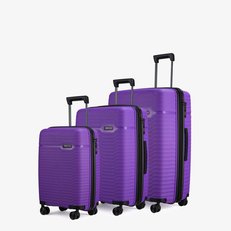 Zestaw 3 walizek V&V Travel Summer Brave 8018 – zestaw 3-elementowy – Purpurowy