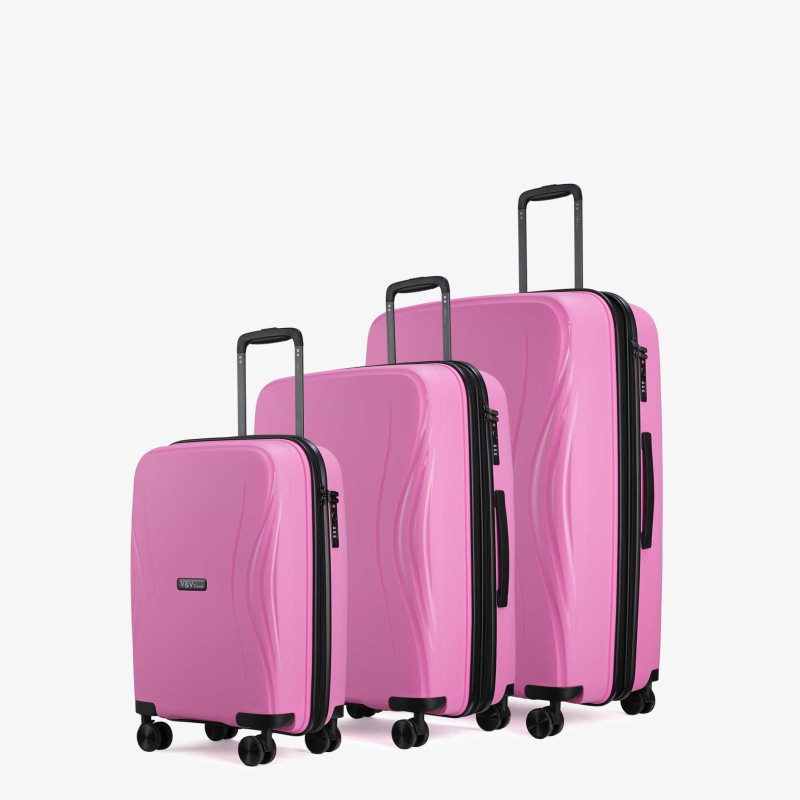 Набір з 3 Валіз V&V Travel Flash Light 8019 - 3 Piece Set  - Pink