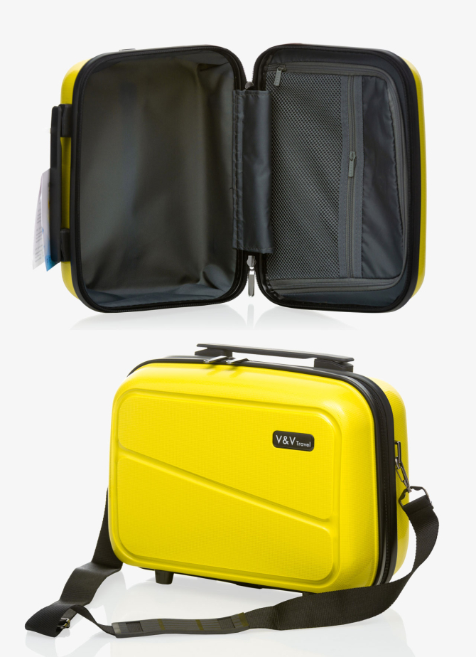 Set of 3 Suitcases and beauty case V&V Travel Peace 8011 - Yellow