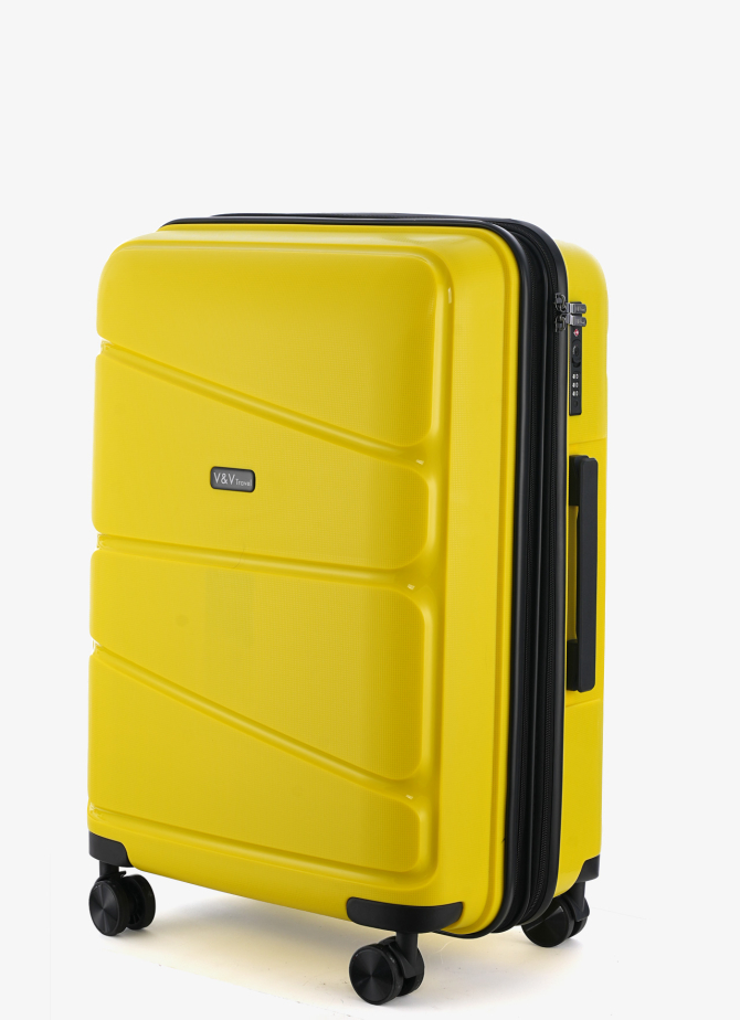 Set of 3 Suitcases and beauty case V&V Travel Peace 8011 - Yellow