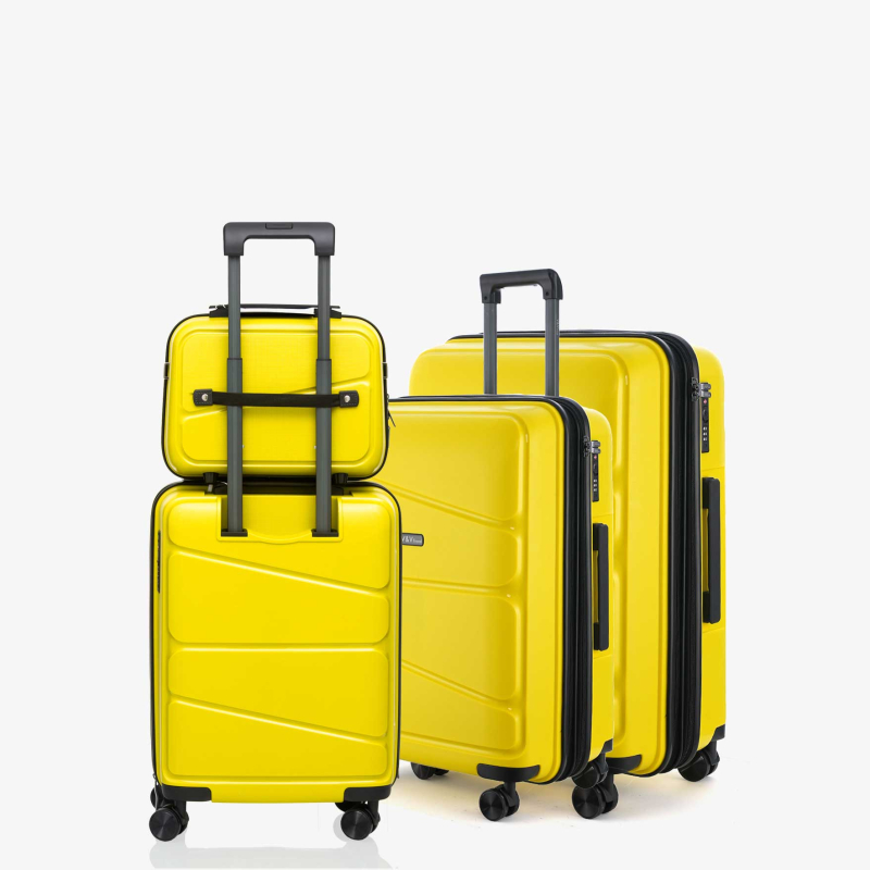 Набір з 3 валіз і косметики V&V Travel Peace 8011 - Yellow