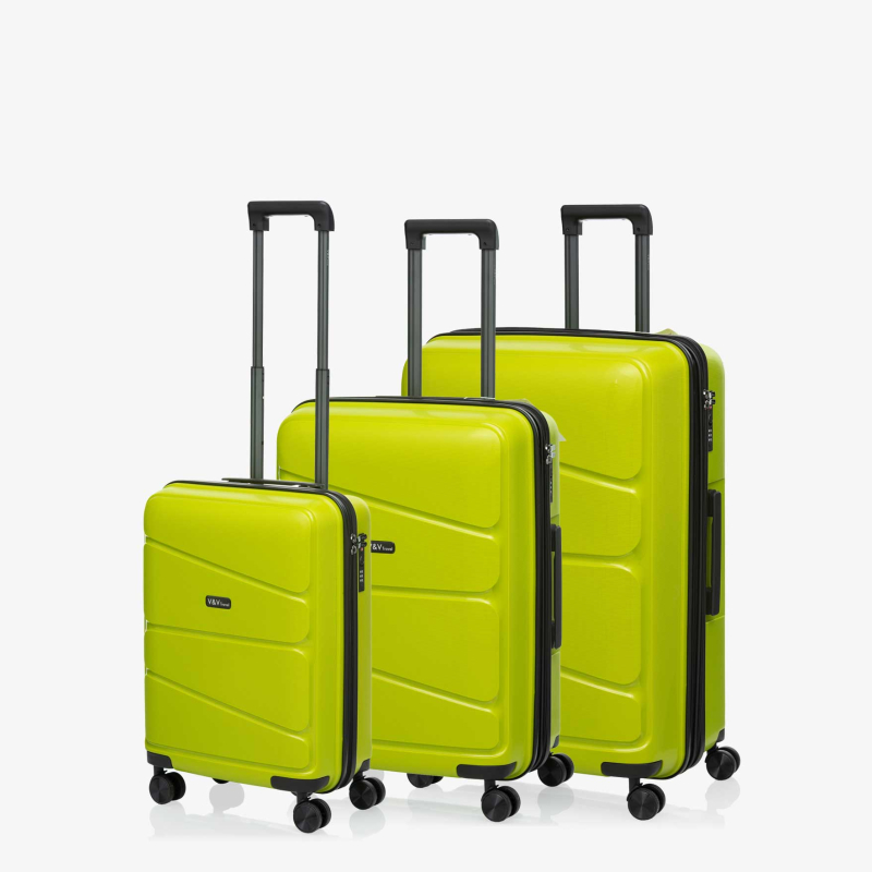 Set of 3 Suitcases V&V Travel Peace 8011 - 3 Piece Set - Olive