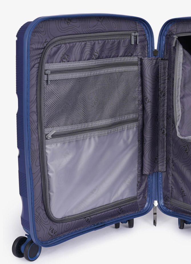 Suitcase V&V Travel Metallo 8023-55 Blue