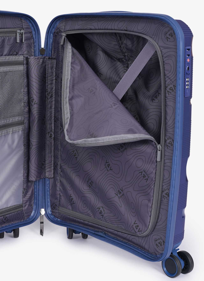 Suitcase V&V Travel Metallo 8023-65 Blue