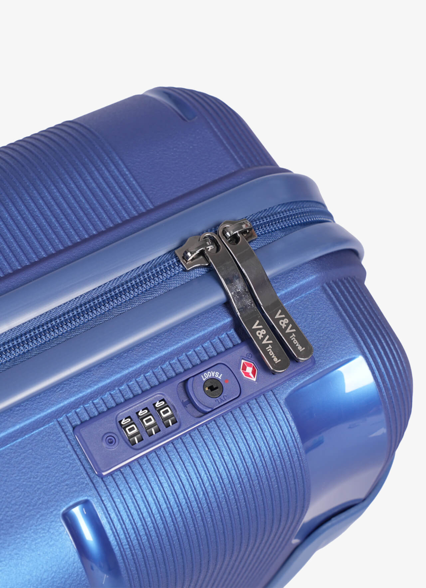 Suitcase V&V Travel Metallo 8023-65 Blue