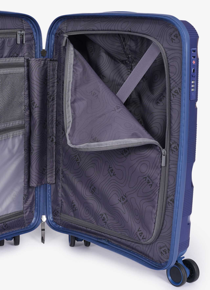 Set of 3 Suitcases V&V Travel Metallo 8023 - 3 Piece Set - Blue