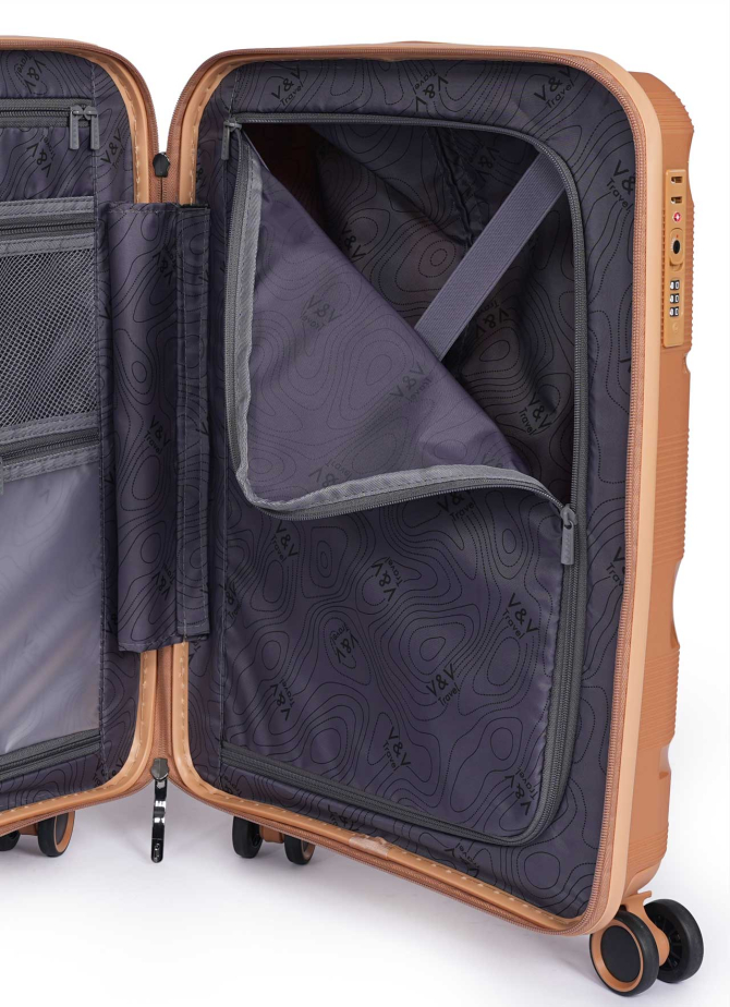 Set of 3 Suitcases V&V Travel Metallo 8023 - 3 Piece Set - Gold