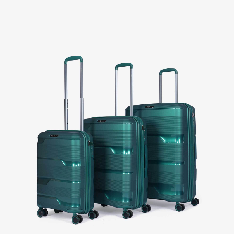 Zestaw 3 walizek V&V Travel Metallo 8023 - 3 Piece Set - Green